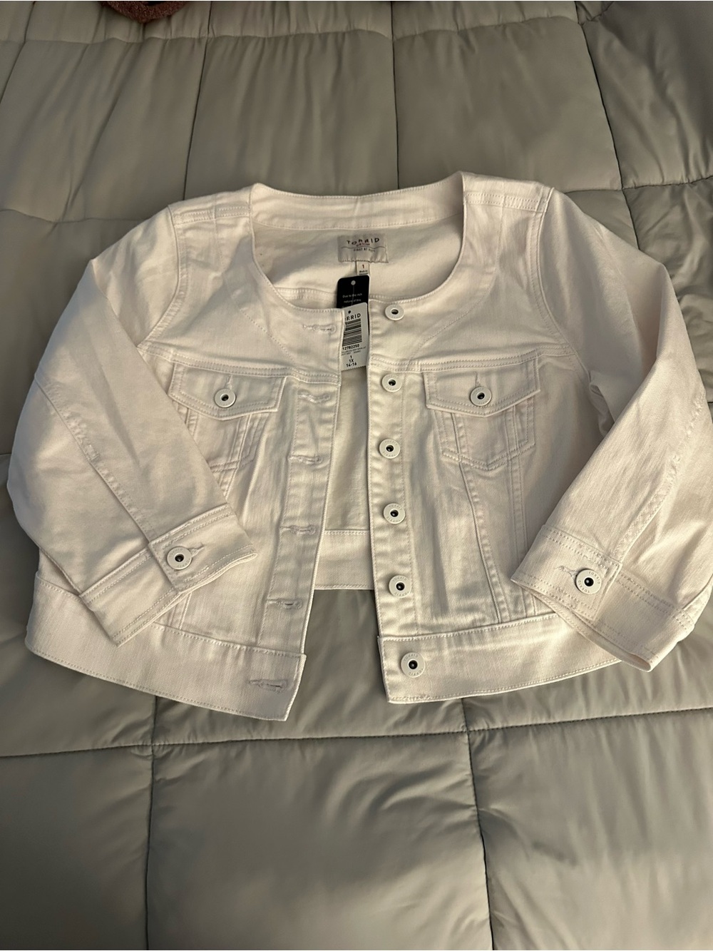 TORRID NWT White Denim Jacket - Classic Button Front